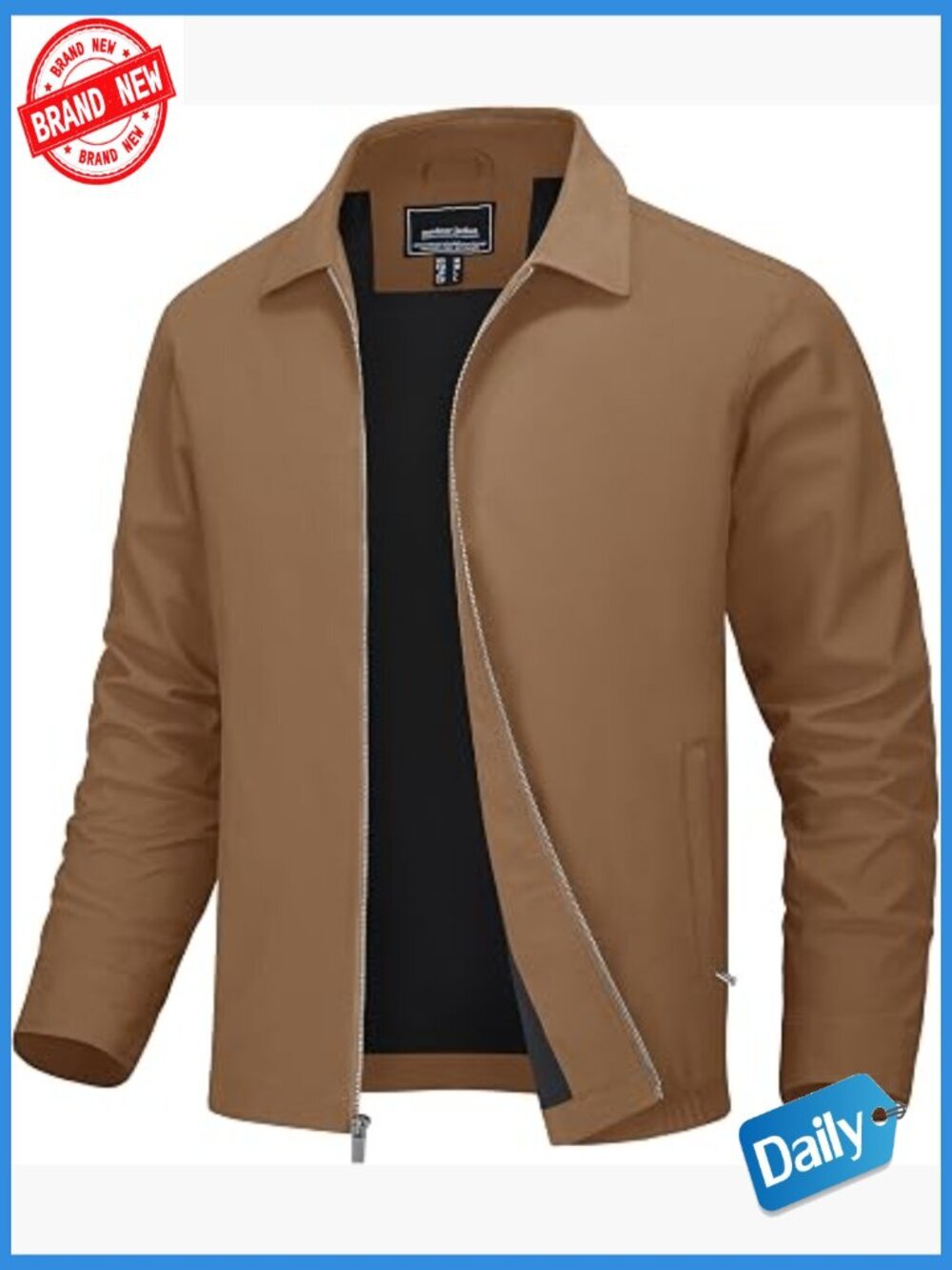 Men's Lightweight Windbreaker Full Zip Jacket Business Casual Golf Coat